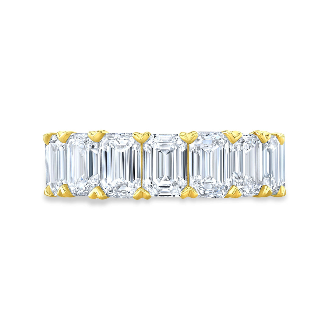 8 Carats Emerald Cut V-Setting Eternity Band F-G Color VS1 Clarity