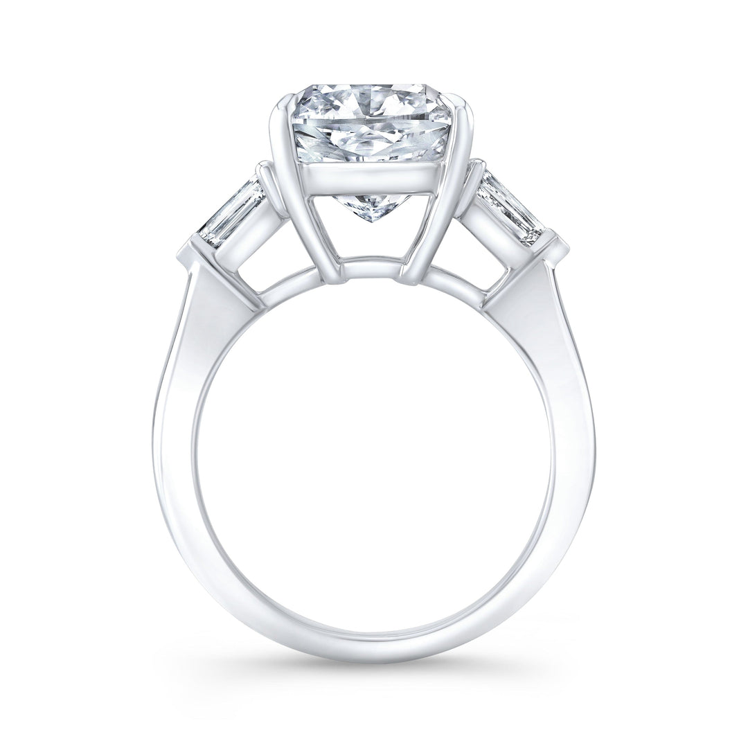 3.60 Ctw. 3-Stone Cushion Cut & Bullet Ring  H Color VS2 GIA Certified