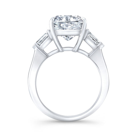 4.10 Ctw. 3-Stone Cushion Cut & Bullet Ring  H Color SI1 GIA Certified