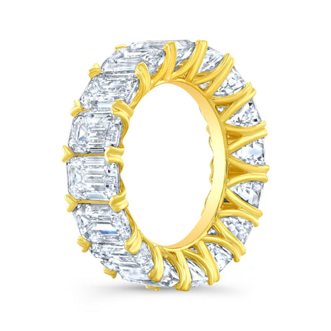 7 Carats Emerald Cut V-Setting Eternity Band F-G Color VS1 Clarity