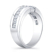 2.20 Ctw. Men's Radiant Cut Diamond Ring Channel Beveled Edge F Color VS2 GIA Certified