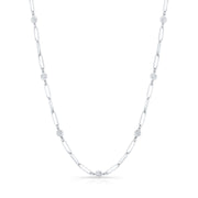 Paper Clip Chain Bezel Round Cut Diamond Necklace