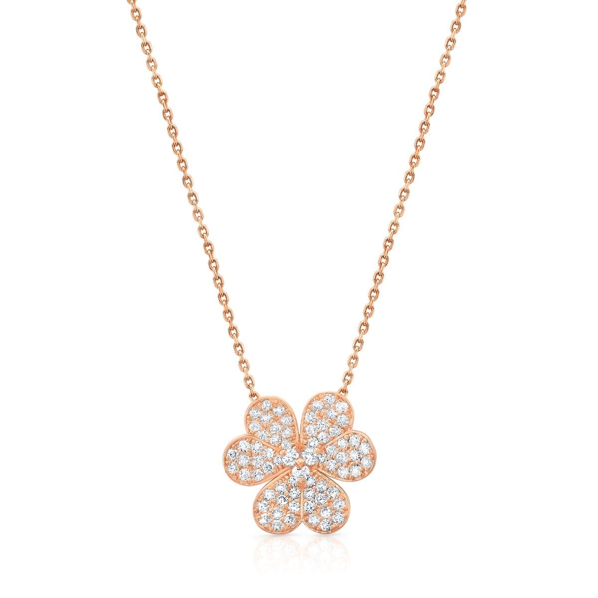 Flower diamond pave necklace