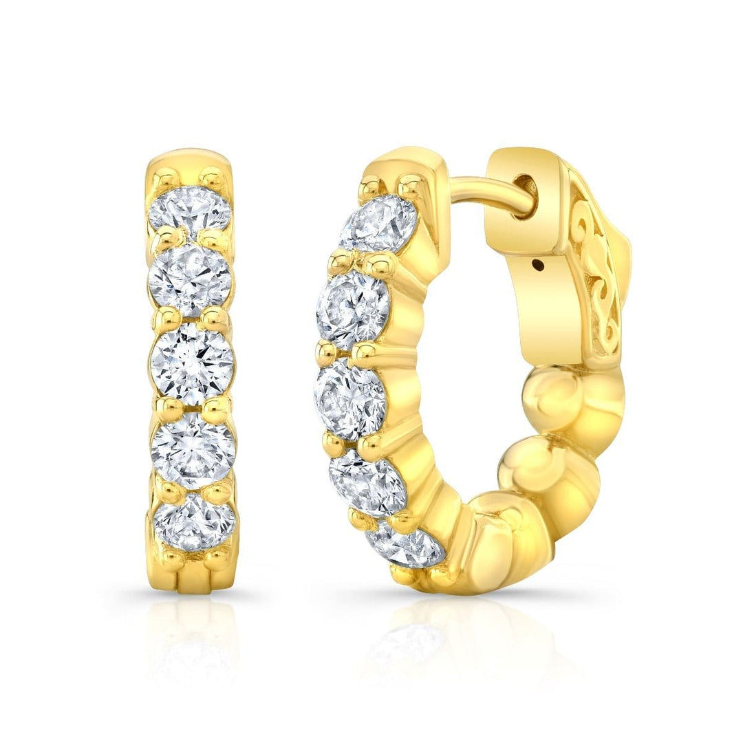 1.00 Carat Round Cut Diamond Classic Prong Hoop Earrings