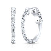 0.40 Carat Round Cut Diamond Hoop Earrings 18mm Diameter