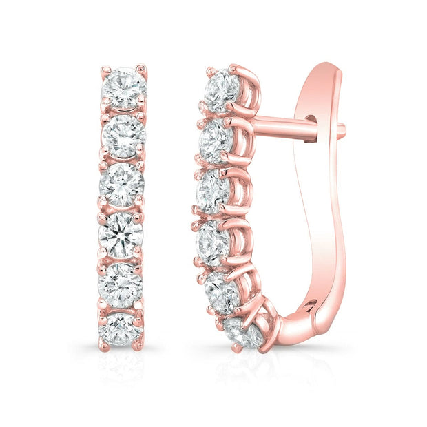 1 Carat Natural Diamond Hoop Earrings