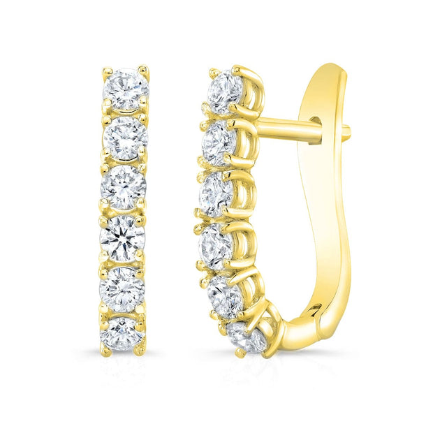 1 Carat Natural Diamond Hoop Earrings