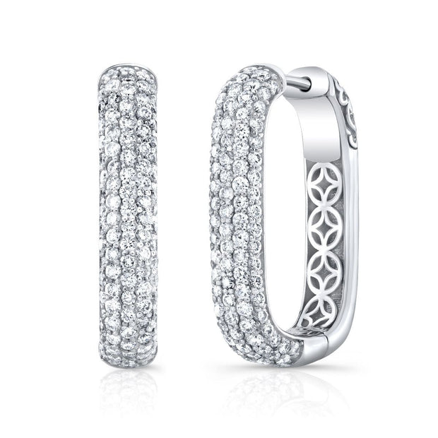 2.00 Carat Round Cut Micro Pave Diamond Hoop Earrings