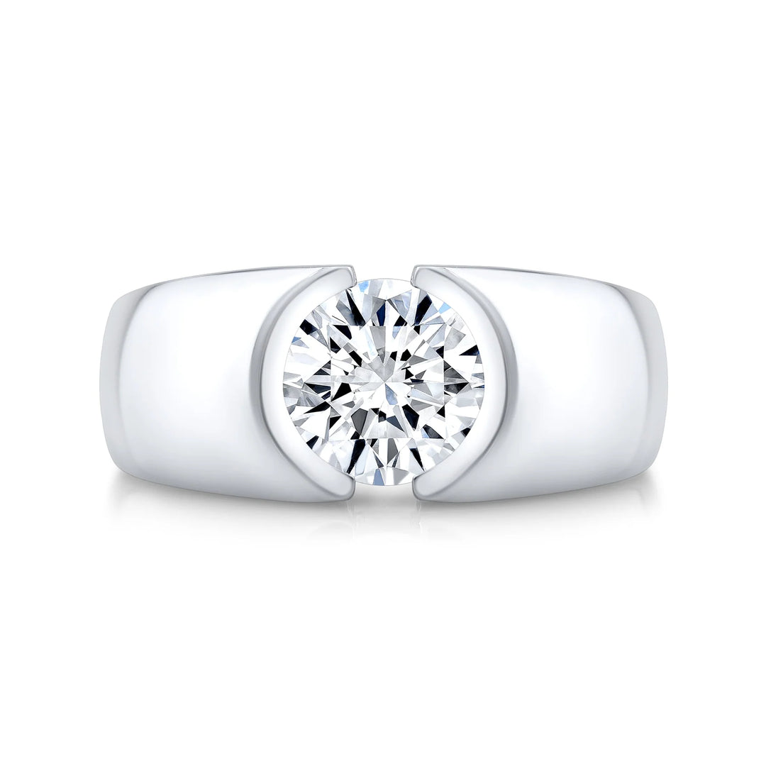 Lab Grown Men's Round Cut Diamond Bezel Ring IGI Certified
