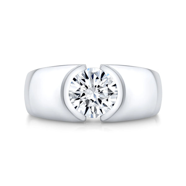 Lab Grown Men's Round Cut Diamond Bezel Ring IGI Certified
