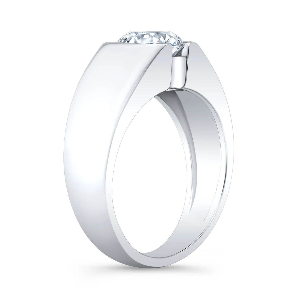 Lab grown men's round cut diamond bezel ring igi certified