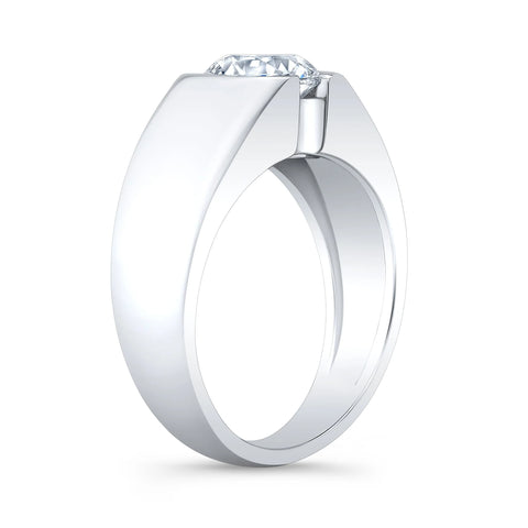 Lab Grown Men's Round Cut Diamond Bezel Ring IGI Certified