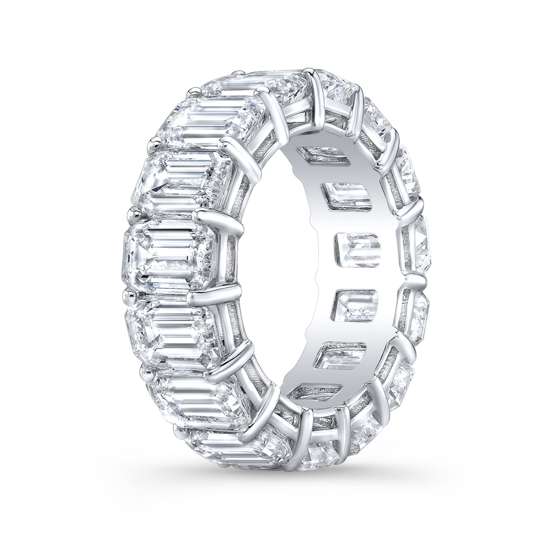 10.5 Carats Emerald Cut Eternity Band Gallery Design G-H Color VS1 All GIA Certified