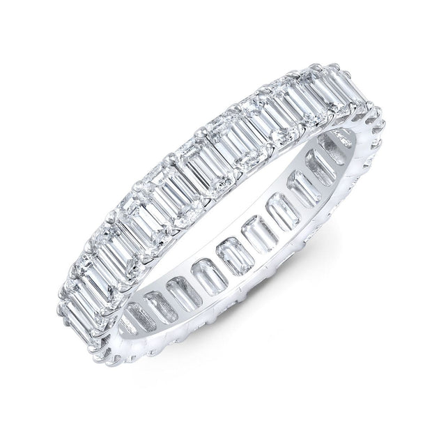 3.50 Ct Emerald Cut Eternity Band Low Profile Setting F-G Color VS1 Clarity