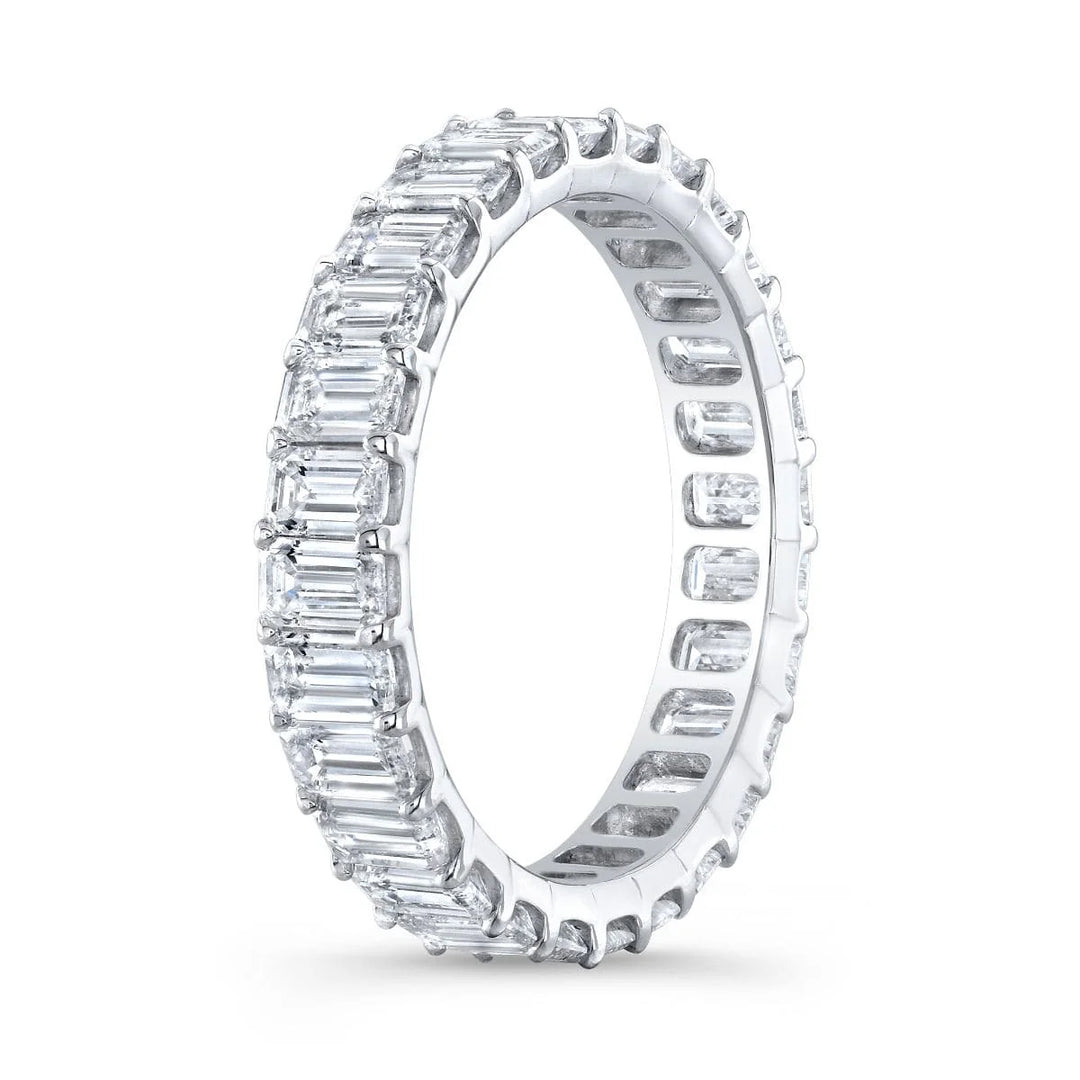 Emerald Cut Diamond Eternity Band Low Profile in white gold 