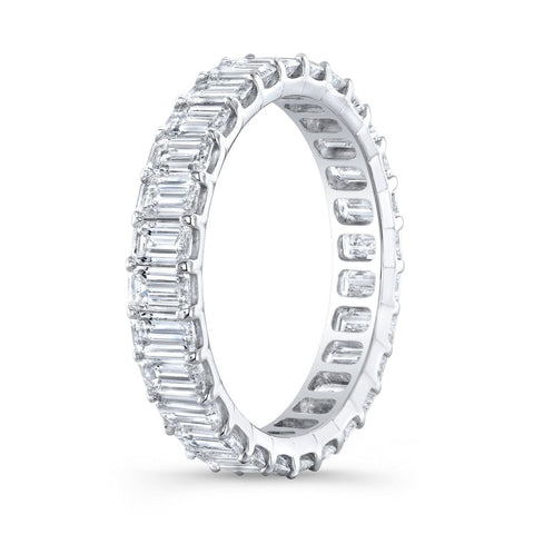 3.50 Ct Emerald Cut Eternity Band Low Profile Setting F-G Color VS1 Clarity