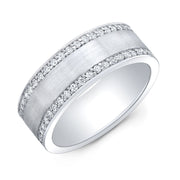 1.20 Ct Men's 2-Row Pave Eternity Round Cut Diamond Band 7mm Wide