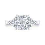 3 Stone Radiant Cut Diamond Ring with Trillions Front View