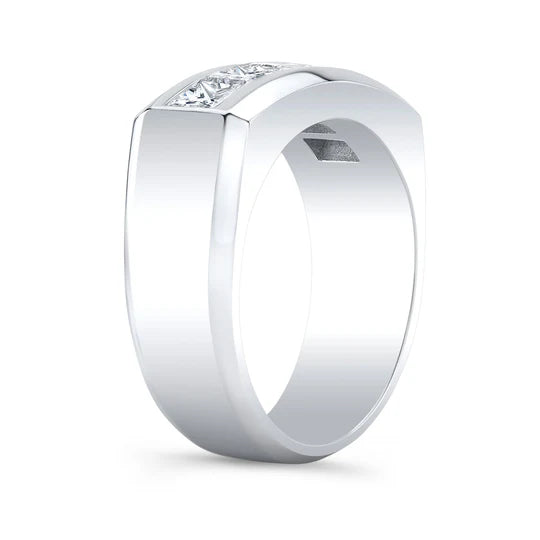 Lab grown men's princess cut 5 stone channel set ring 10mm igi certified