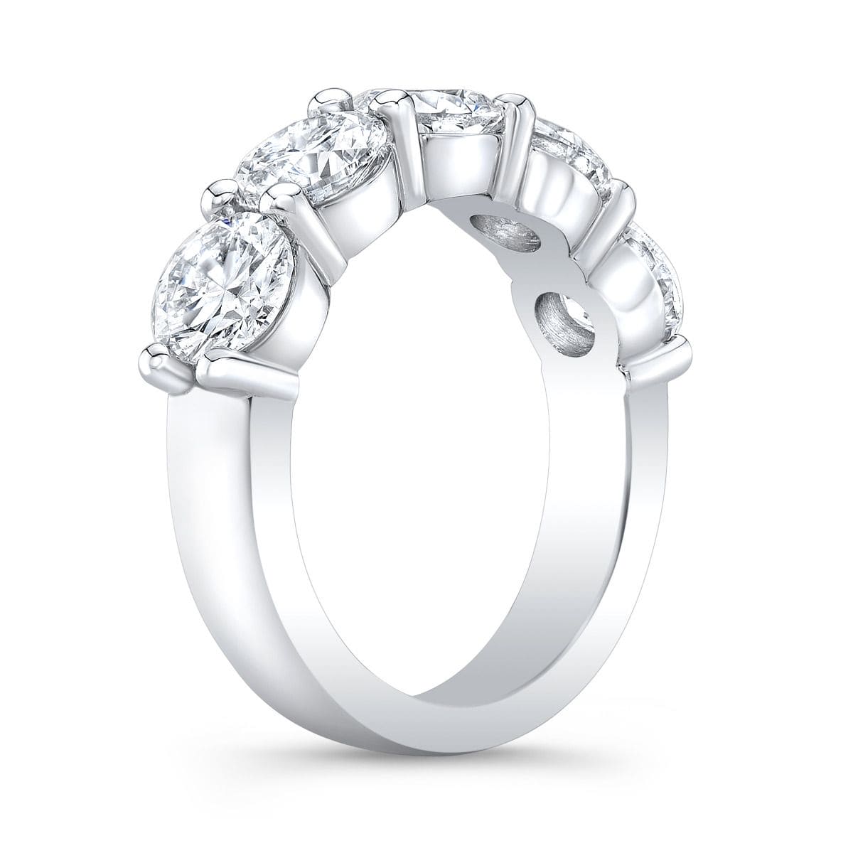 5 stone diamond ring round side view