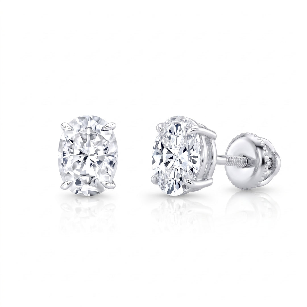 Lab Grown Oval Cut Stud Earrings
