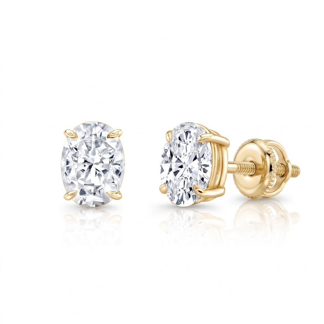 Lab Grown Oval Cut Stud Earrings