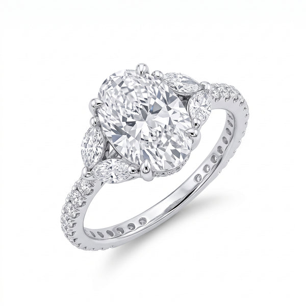 Floral Engagement Ring with Marquise Accents