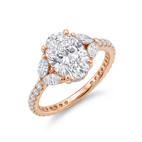Floral Engagement Ring with Marquise Accents