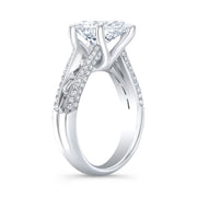2.70 Ctw. Pear Cut, Baguette & Round Pave Split Shank Ring F Color VS1 GIA Certified
