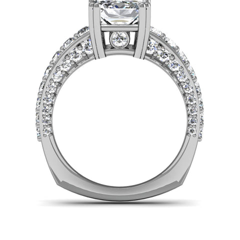 2.60 Ctw. Marquise Cut 3-Sided Round Pave Engagement Ring F VS2 GIA Certified