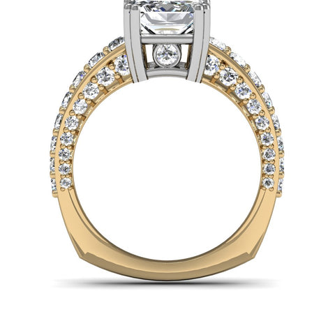 2.60 Ctw. Marquise Cut 3-Sided Round Pave Engagement Ring F VS2 GIA Certified