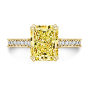 Lab Grown Yellow Radiant Cut Diamond 3-Row Pave Eternity Ring VVS2 IGI Certified
