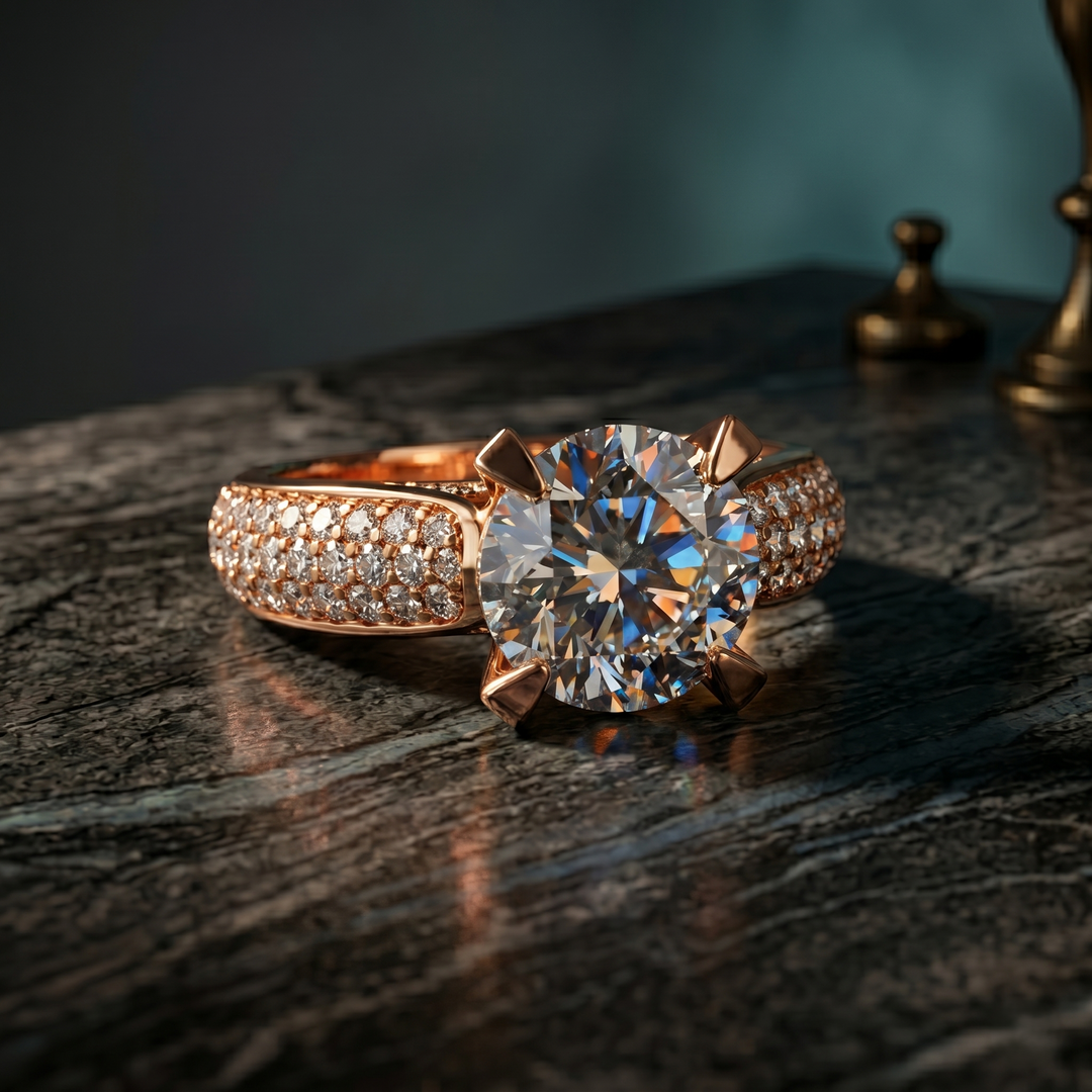 3.30 Ctw Pave Prongs Diamond Ring H Color VVS1 GIA Certified