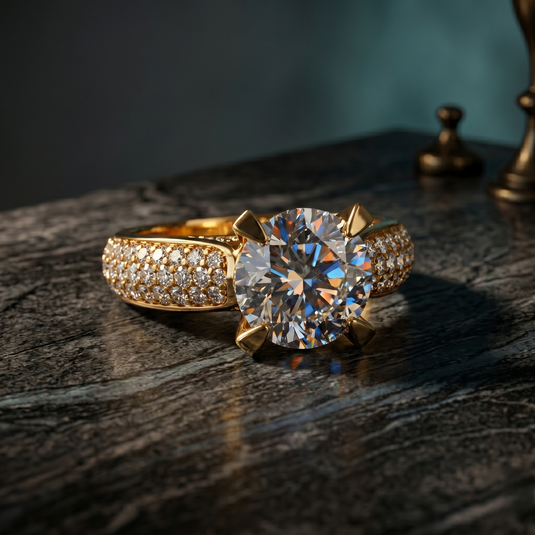 3.30 Ctw Pave Prongs Diamond Ring H Color VVS1 GIA Certified