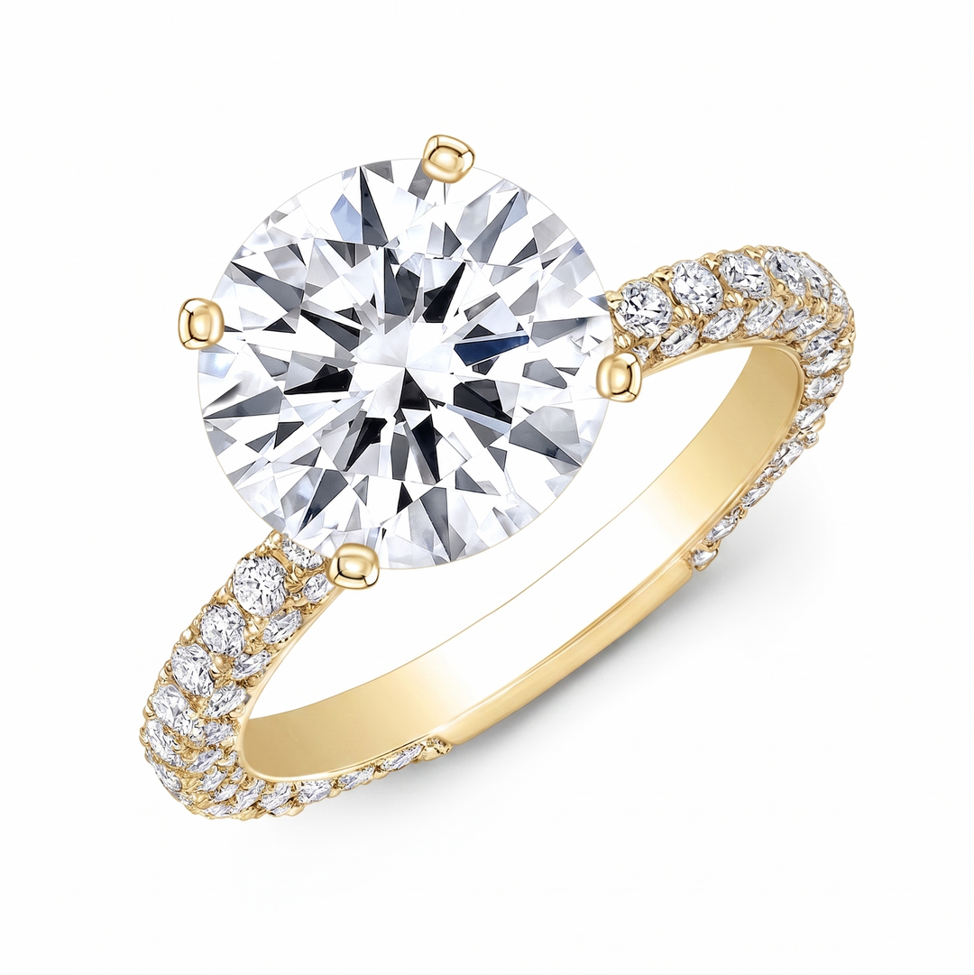 3.30 Ct. Hidden Halo Ring 3 Row Pave I Color VS1 GIA Certified