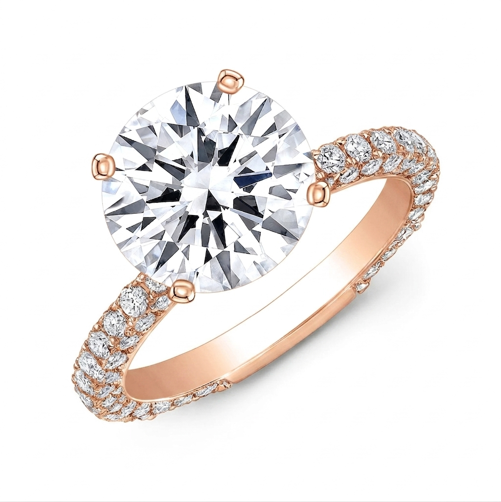 2.50 Ct. Hidden Halo Engagement Ring 3 Row Pave G Color VS2 GIA Certified 3X
