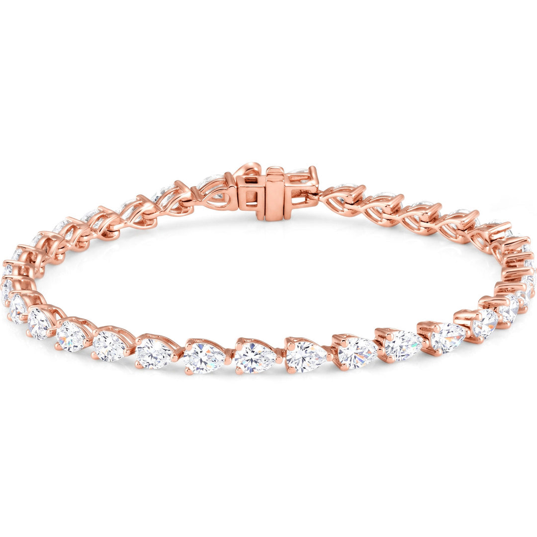 Natural Earth-Mined Diamond Pear Cut Tennis Bracelet East-West (6.5 Ctw.)