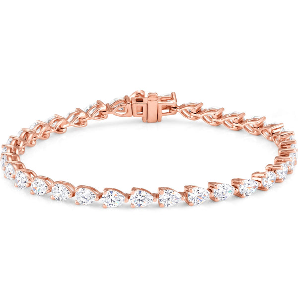 Natural Earth-Mined Diamond Pear Cut Tennis Bracelet East-West (6.5 Ctw.)