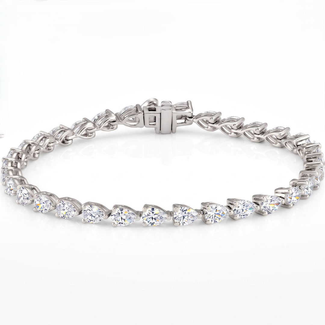 Natural Earth-Mined Diamond Pear Cut Tennis Bracelet East-West (6.5 Ctw.)