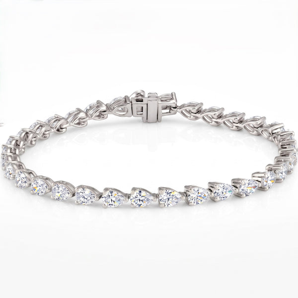 Natural Earth-Mined Diamond Pear Cut Tennis Bracelet East-West (6.5 Ctw.)