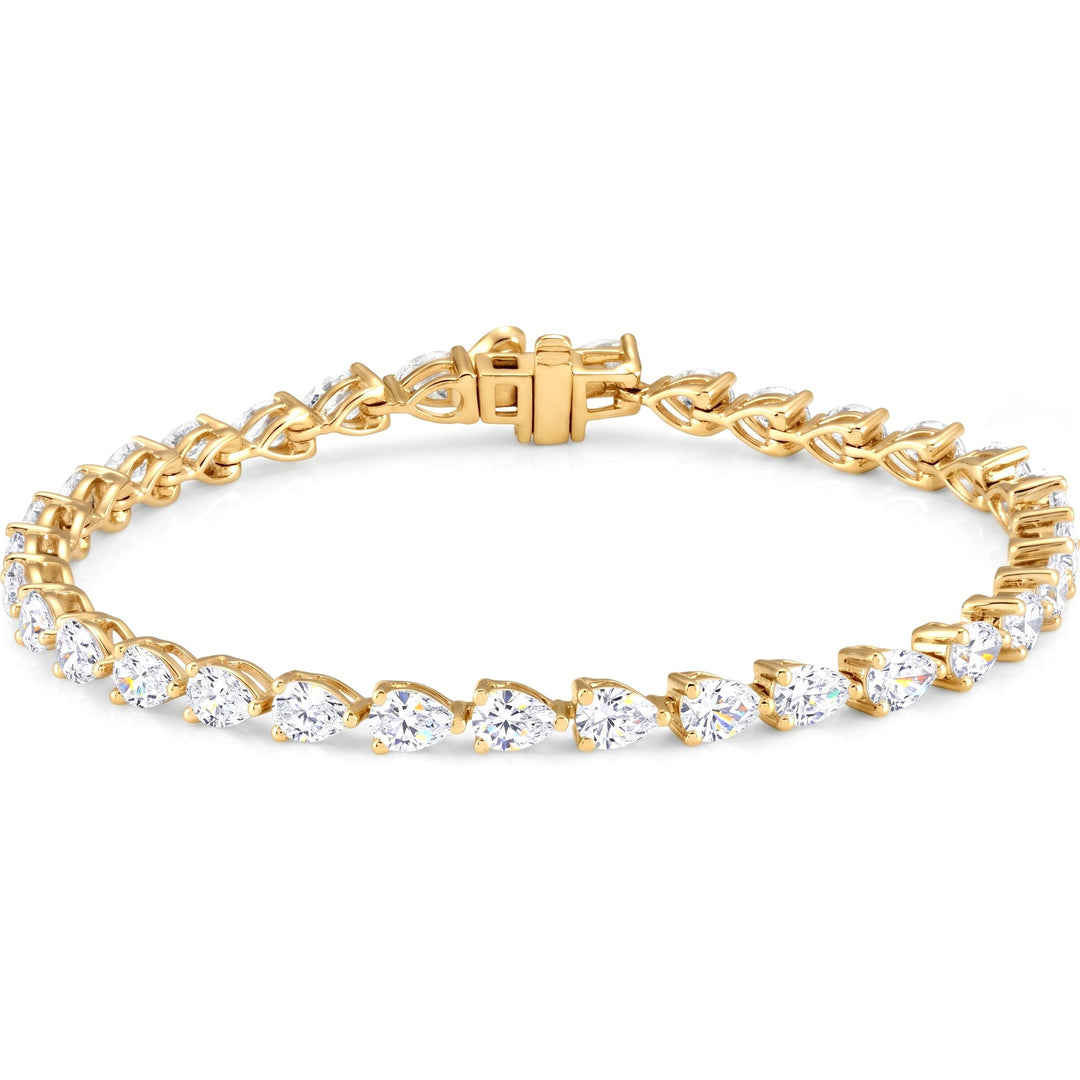 Natural Earth-Mined Diamond Pear Cut Tennis Bracelet East-West (6.5 Ctw.)