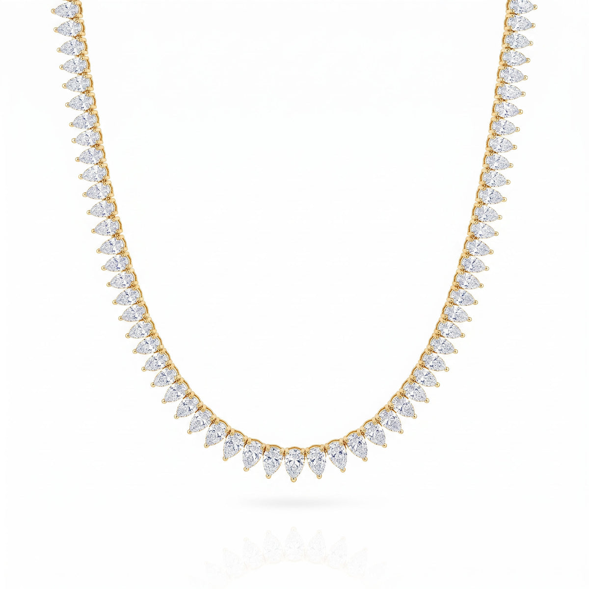 Lab grown diamonds pear cut tennis necklace   36 ctw
