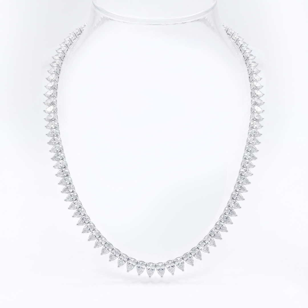 Pear Cut Tennis Necklace - 36 Ctw Lab Grown Diamonds