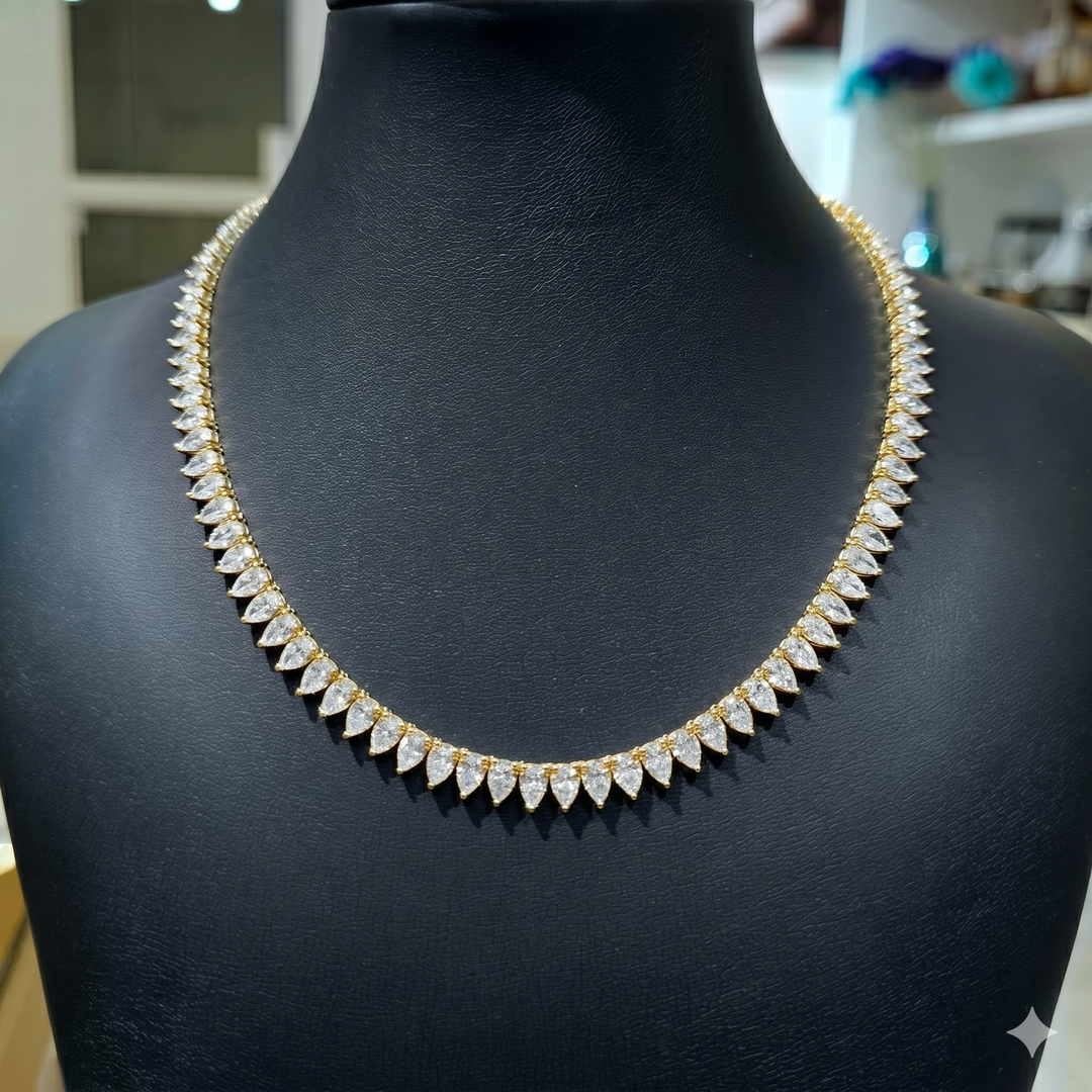 Pear Cut Tennis Necklace - 36 Ctw Lab Grown Diamonds