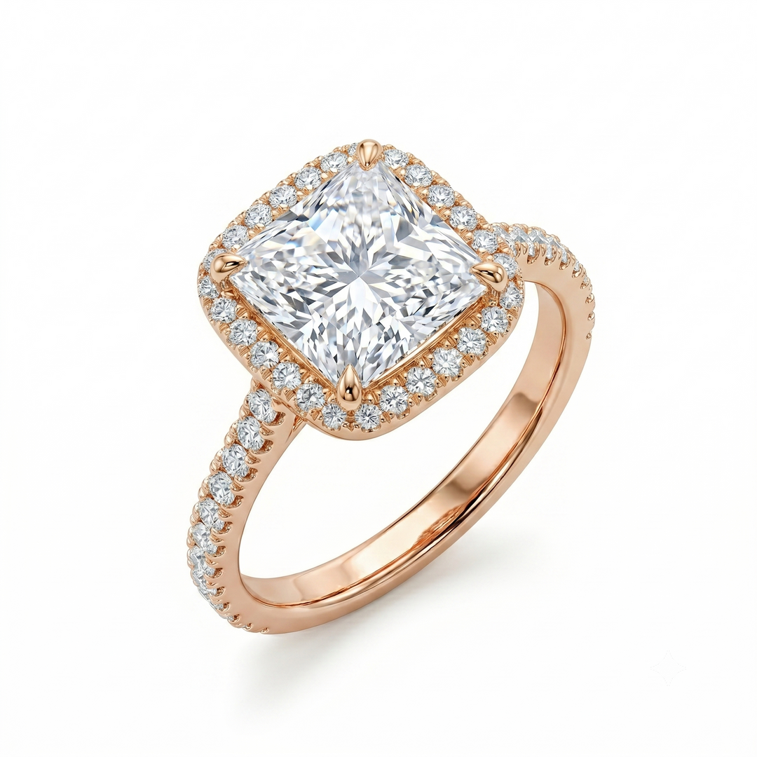 3.20 Ctw Princess Cut Engagement Ring G Color VS2 GIA Certified