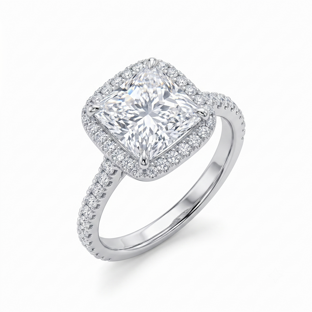 3.20 Ctw Princess Cut Engagement Ring G Color VS2 GIA Certified