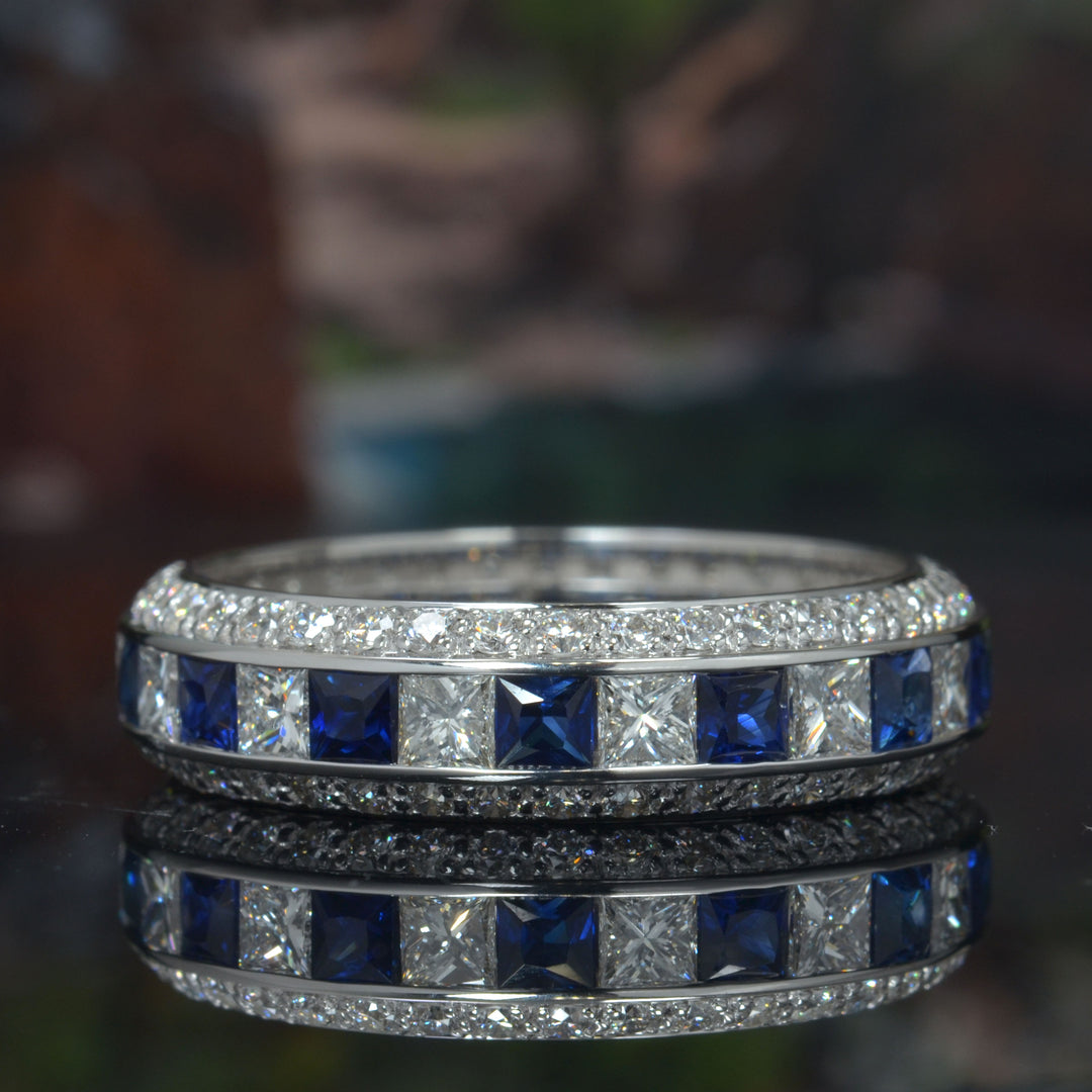 4.50 Ct. Alternate Diamond and Sapphire Eternity Band
