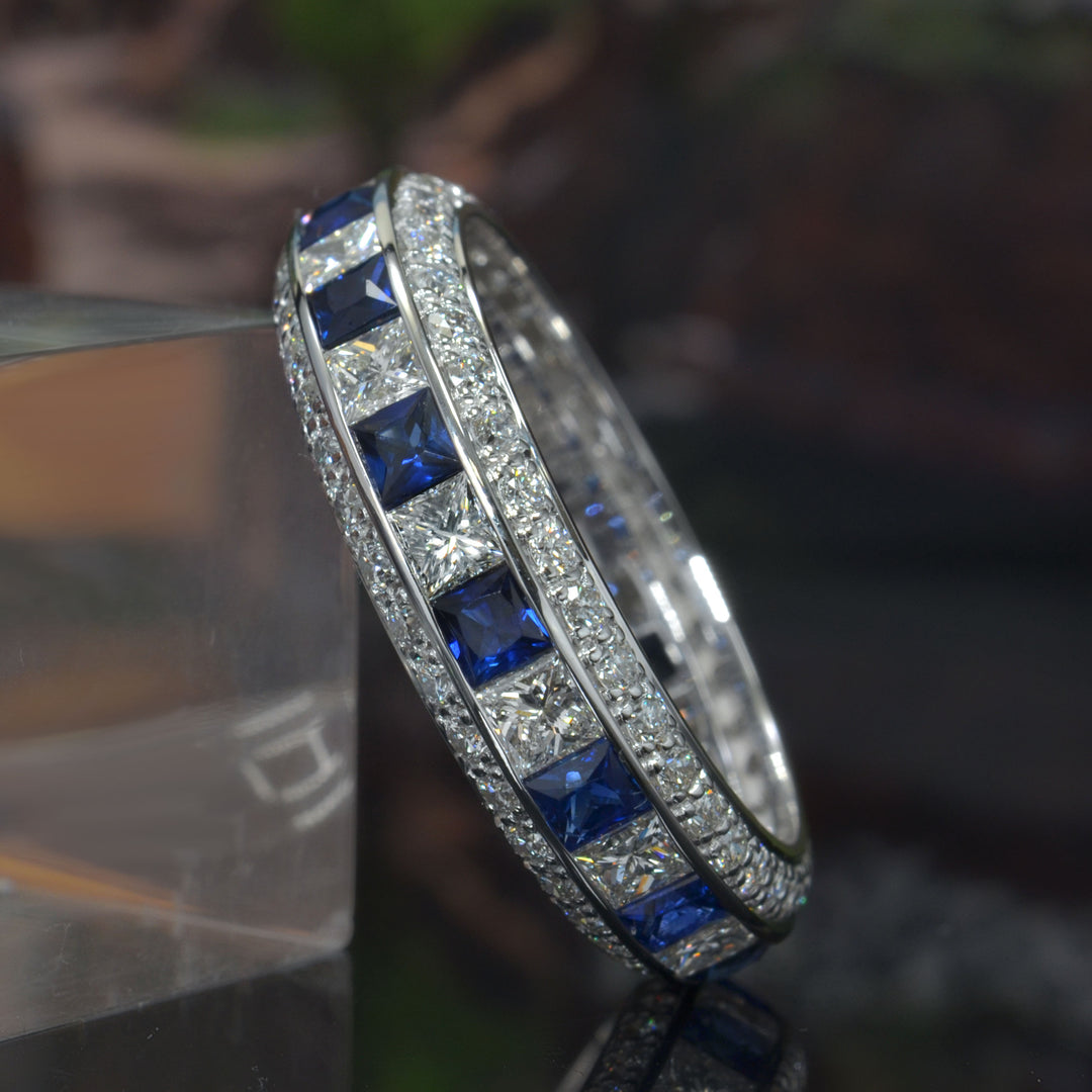 4.50 Ct. Alternate Diamond and Sapphire Eternity Band