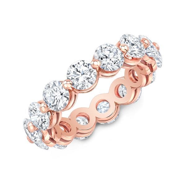 Floating Eternity Band Round Cut Shared Prongs Rose