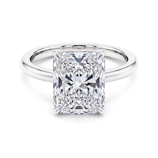 Lab Grown Hidden Halo Radiant Cut Diamond Ring D VVS1 IGI Certified